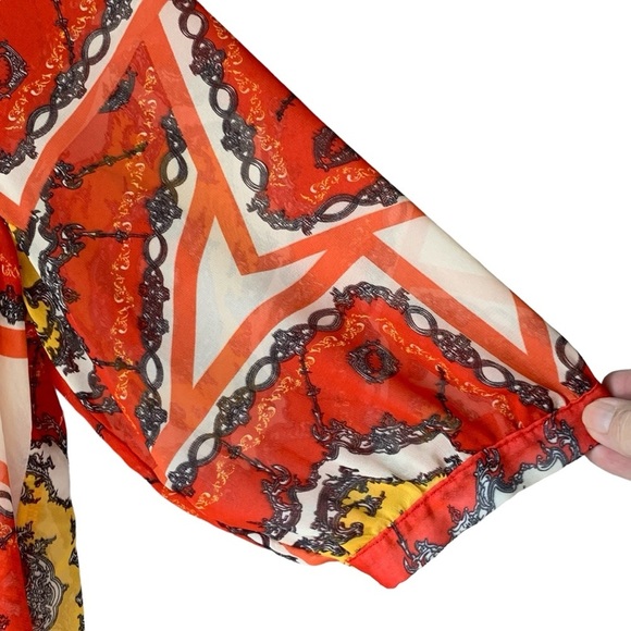 UMGEE sheer orange and yellow paisley 3/4 length sleeve. Size XL - Picture 4 of 10